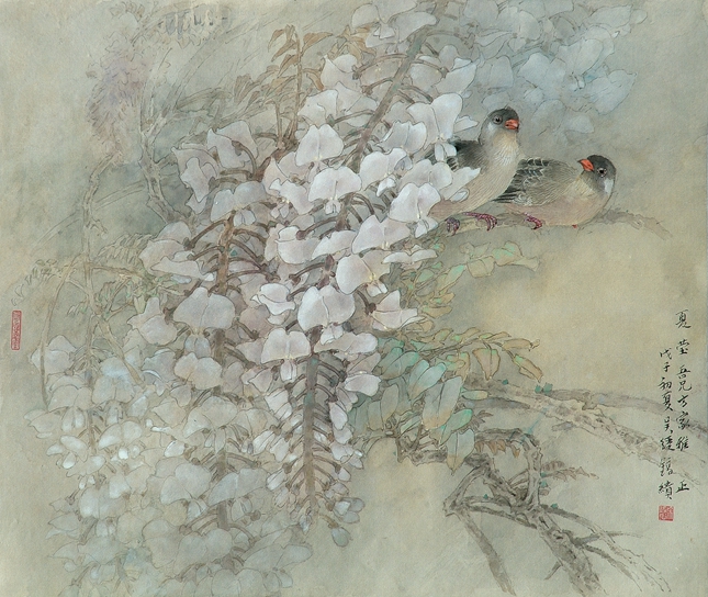 工笔花鸟p066 细雨微濛 2008 36x43.jpg