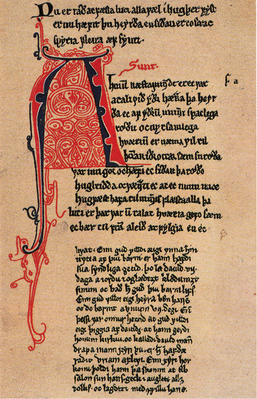 A page from a manuscript of Konungs skuggsjá, ca. 1250. Public Domain.jpg A page from a manuscript of Konungs skuggsjá, ca. 1250. Public Domain.jpg